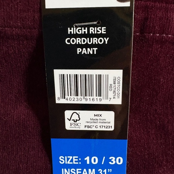 Well Worn brand: High Rise, Soft Corduroy Skinny Pants, Red, Size 10 (W30), NWT - Picture 5 of 16
